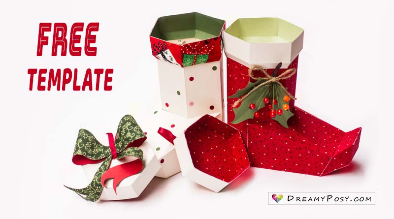 3D Christmas stocking template - DreamyPosy templates